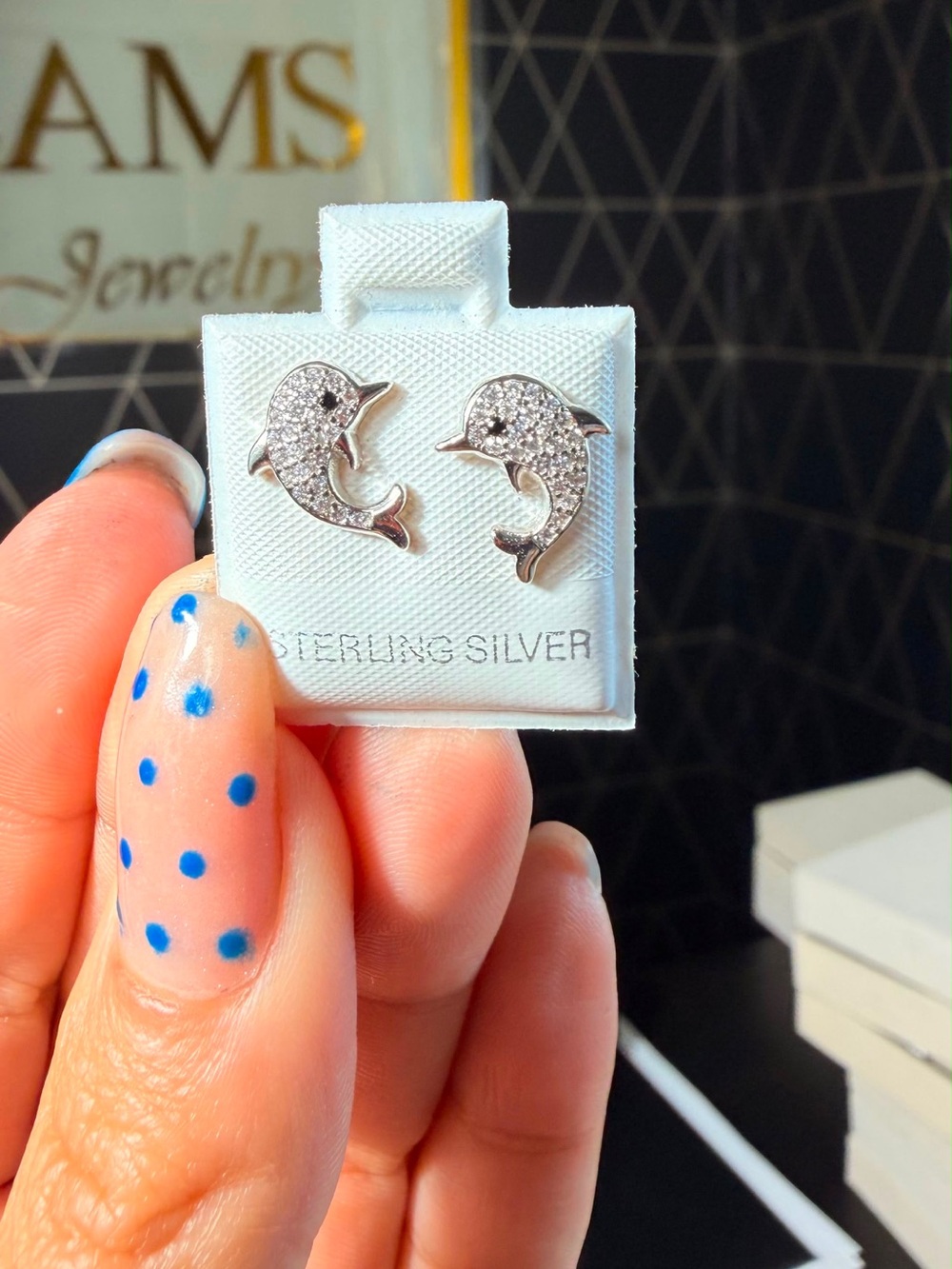 Sterling Silver Dolphin Stud Earrings - Silver